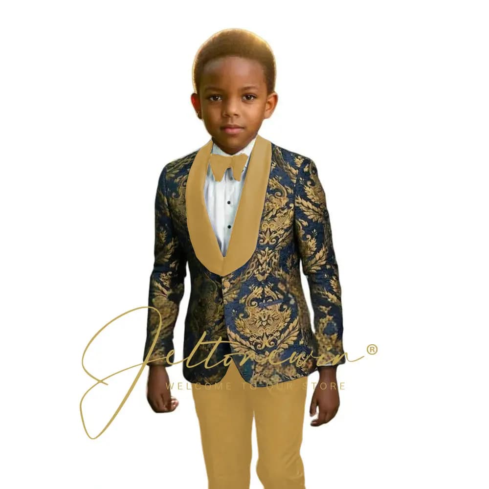 Navy Floral Boys Suit Set – 2 Pieces