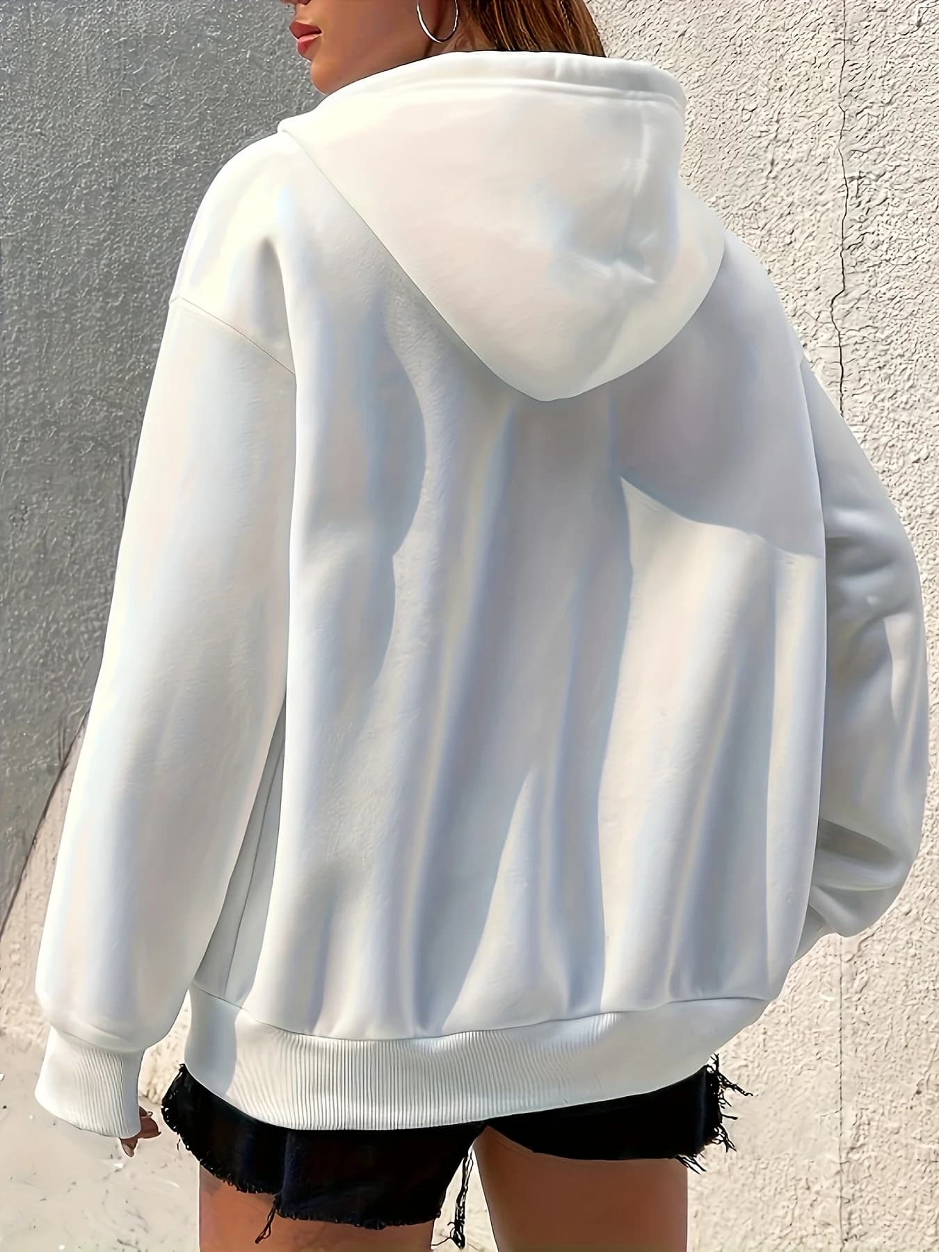 Women's Brown Zip-Up Hoodie with Drop Shoulder
