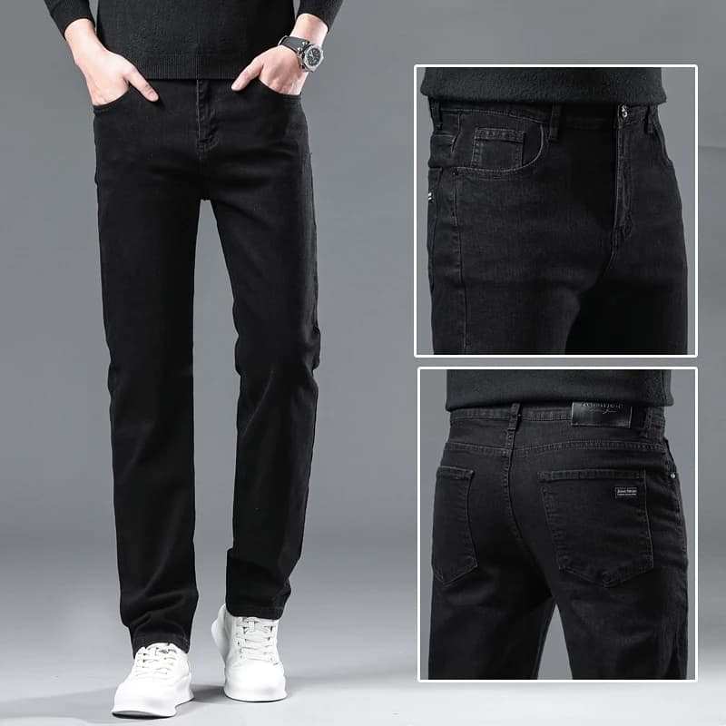 Men's Black Straight-Fit Denim Jeans