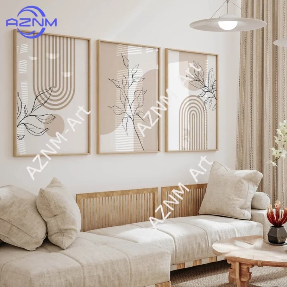 Neutral Beige Plant Wall Prints