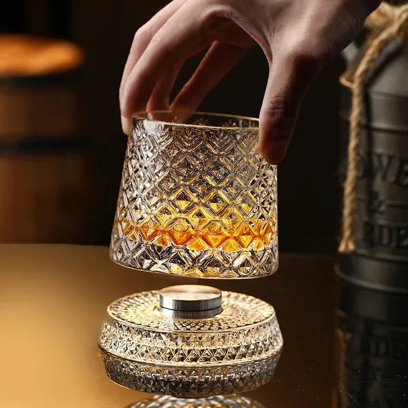 Rotating Whisky Glass with Crystal Base