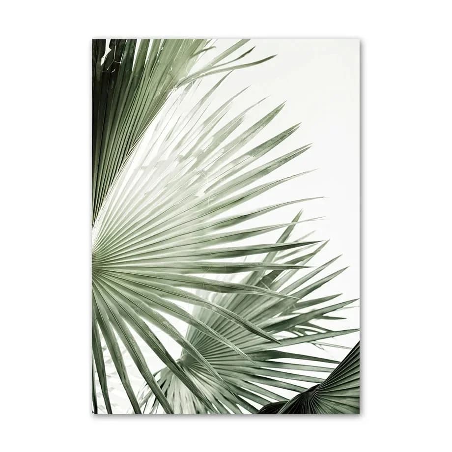 Frameless Green Leaf Landscape Canvas Painting