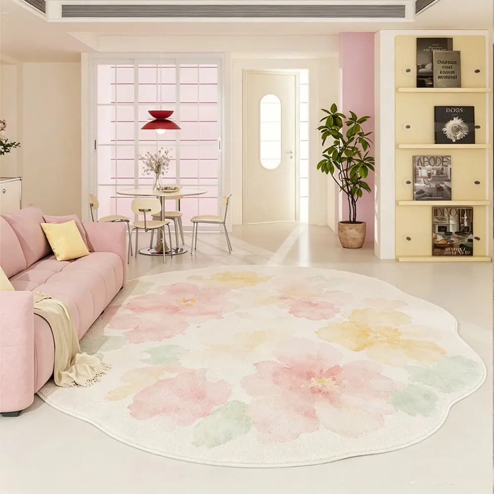 Irregular Shape Plush Area Rug Washable
