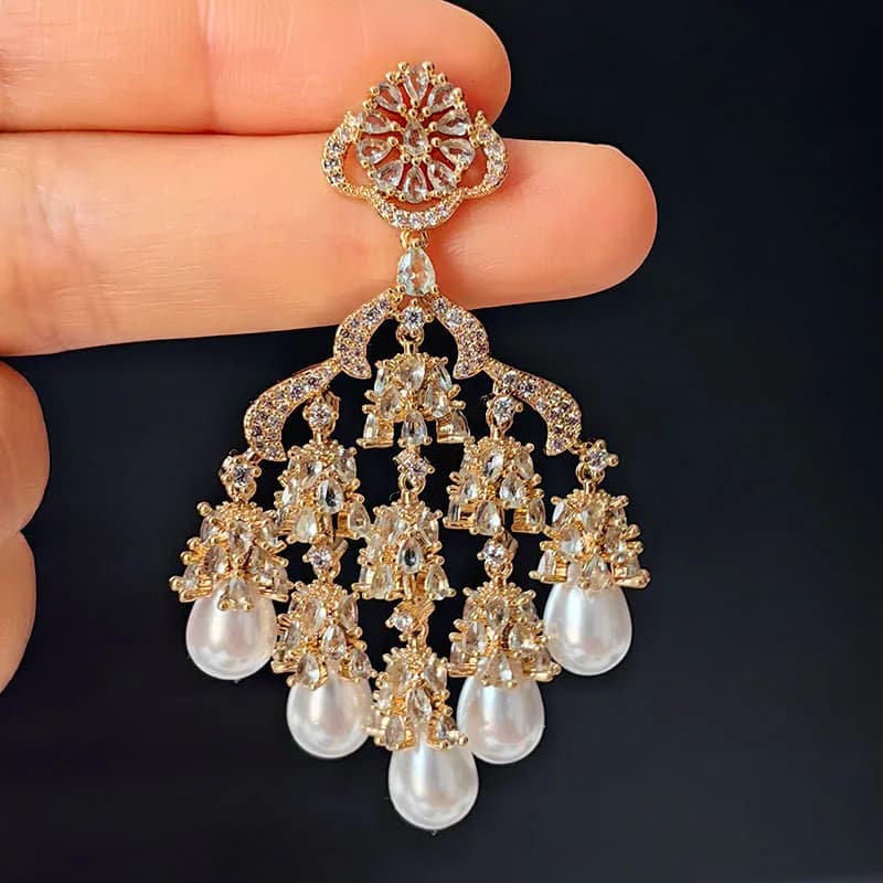 Pearl Drop Earrings with Tassel