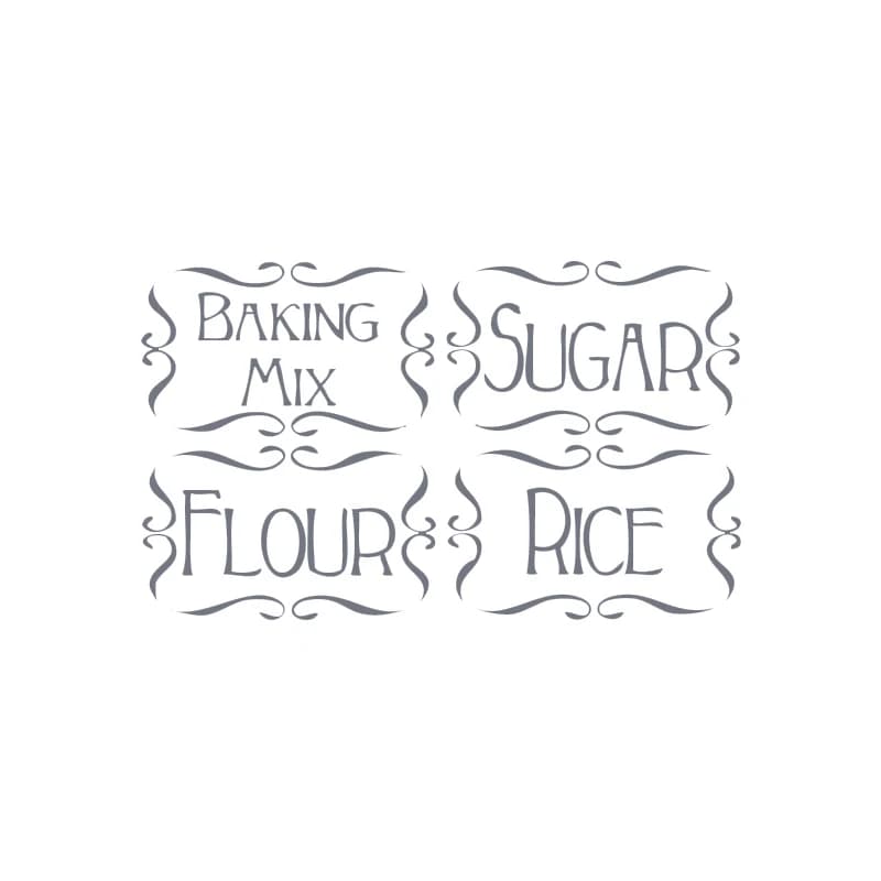Kitchen Jar Label Vinyl Stickers Set of 4