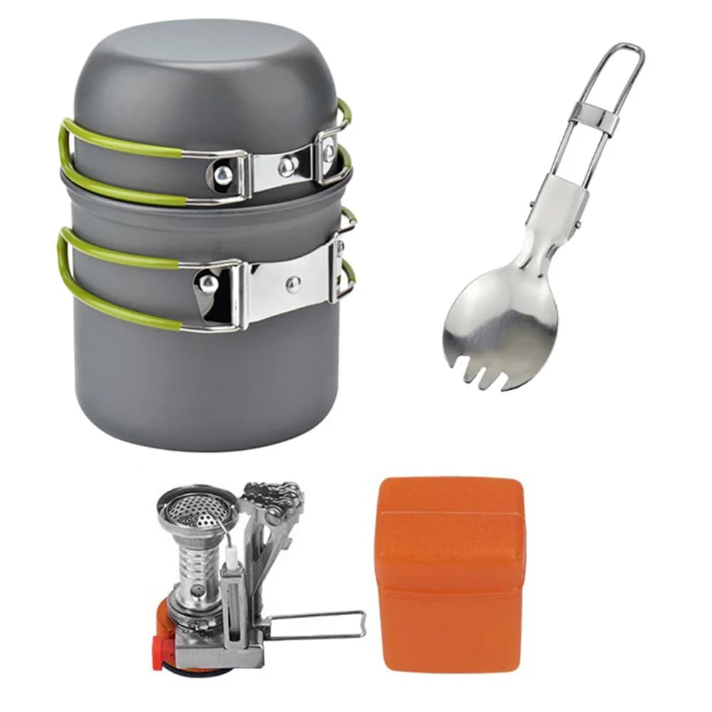 9-Piece Camping Cookware Set with Gas Stove
