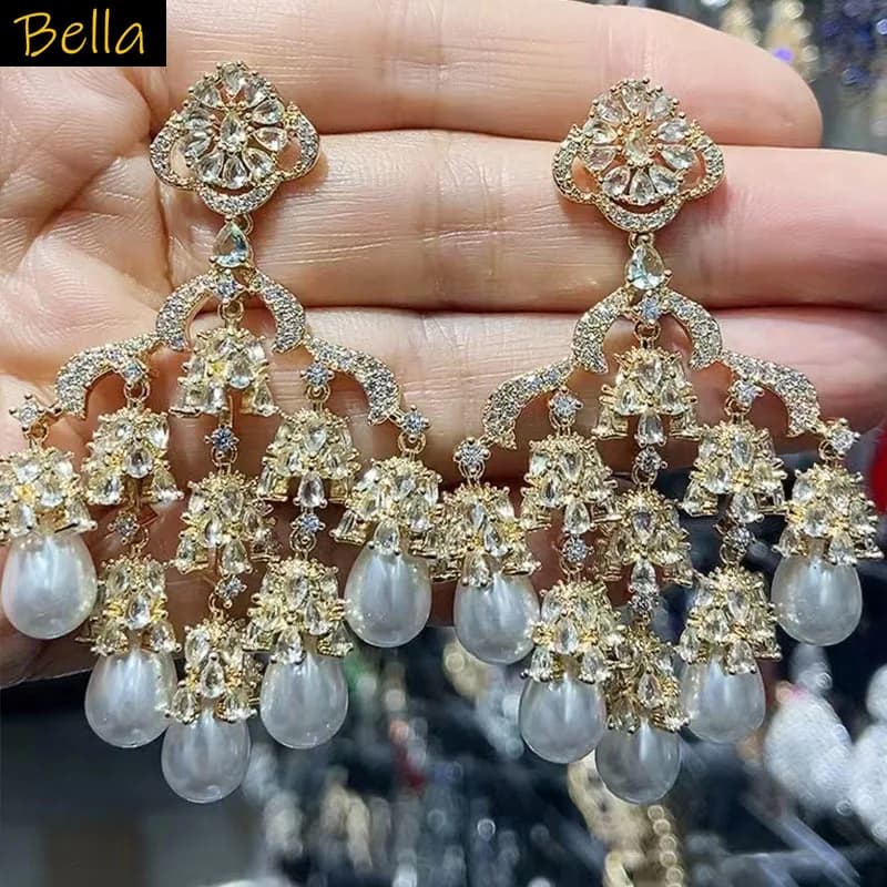 Pearl Drop Earrings with Tassel