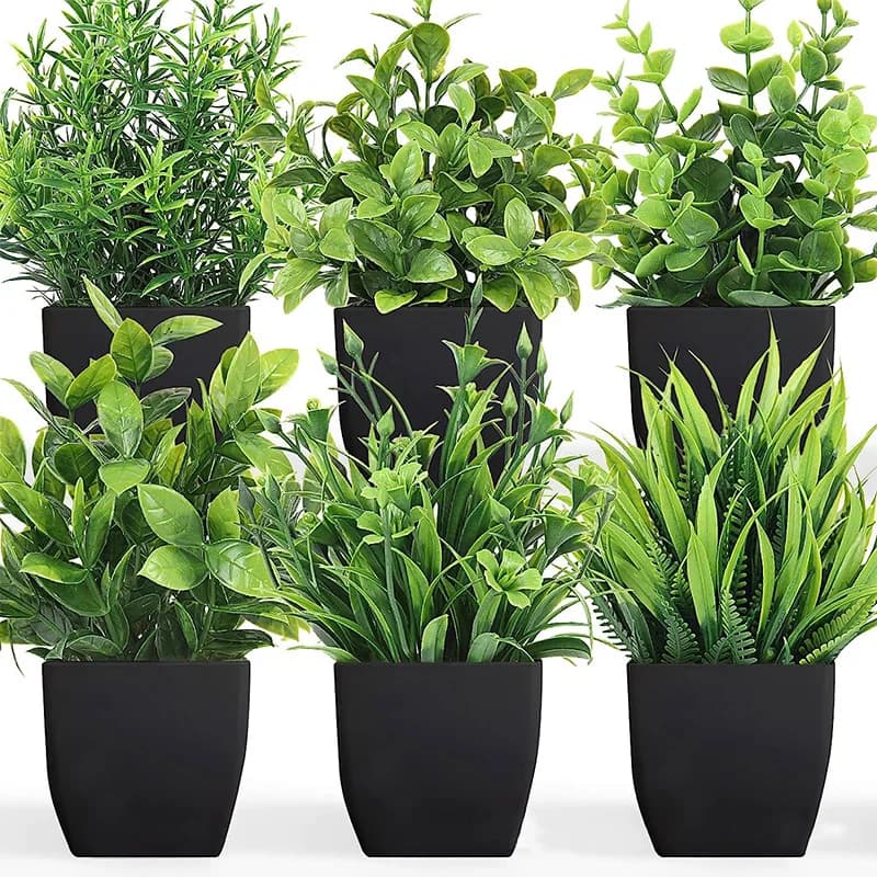 Small Artificial Bonsai Plant in Black Pot