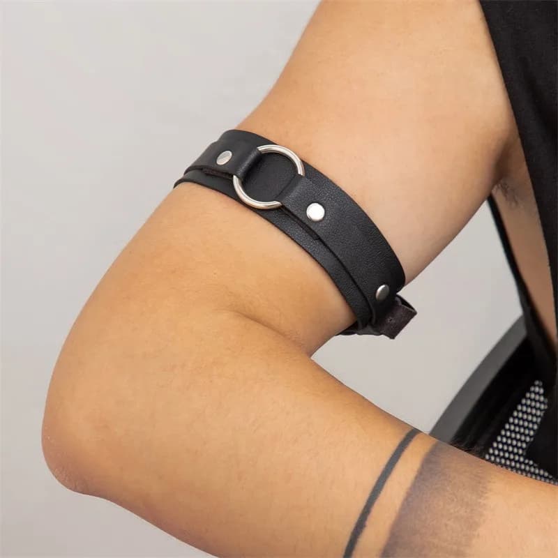 Leather Bracelet with Metal Ring