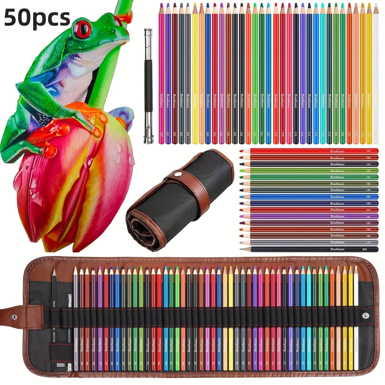 Colored Pencil Set with Canvas Roll-Up Case