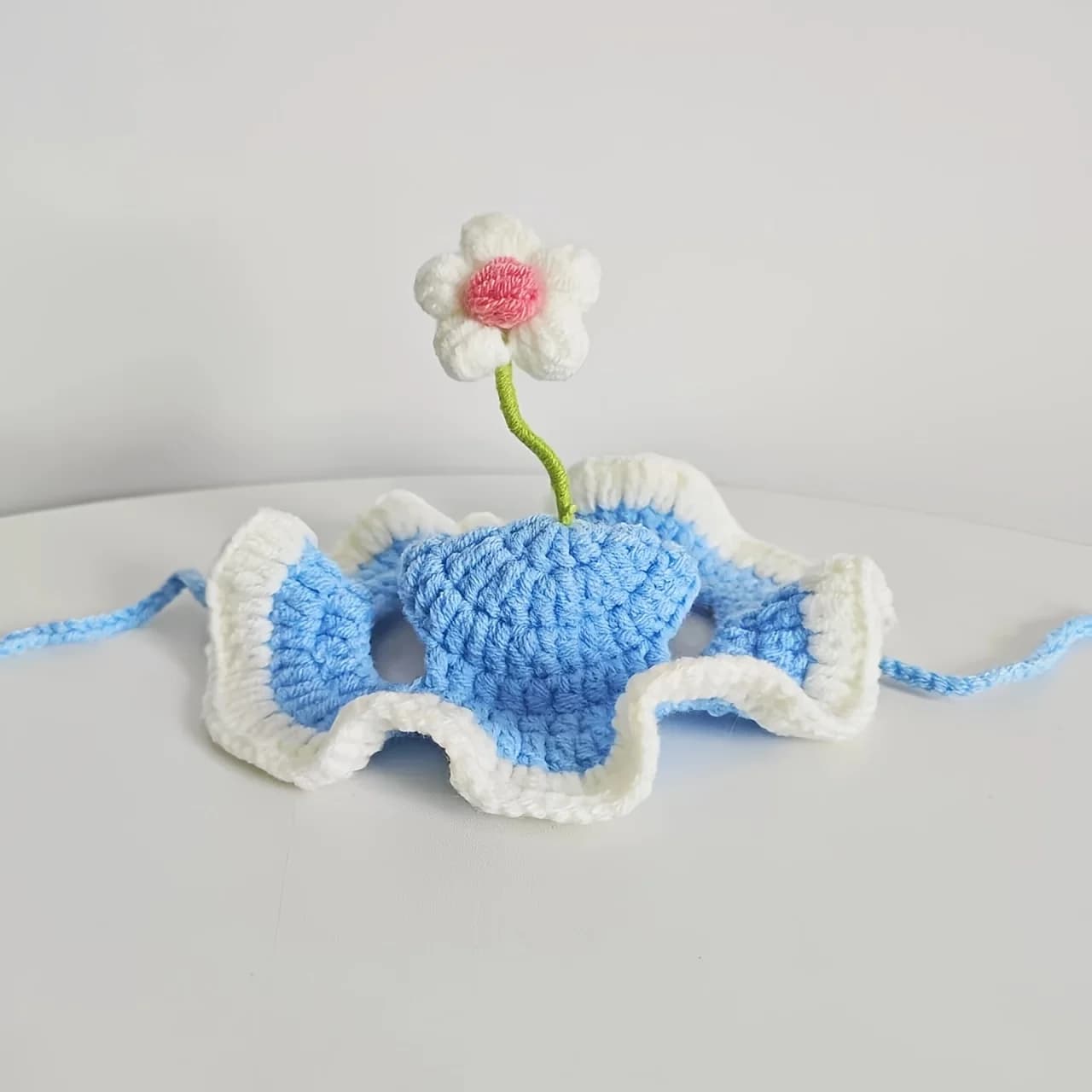 Cute Flower Crochet Cat Hat