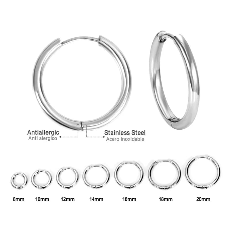 Stainless Steel Hoop Earrings Gold