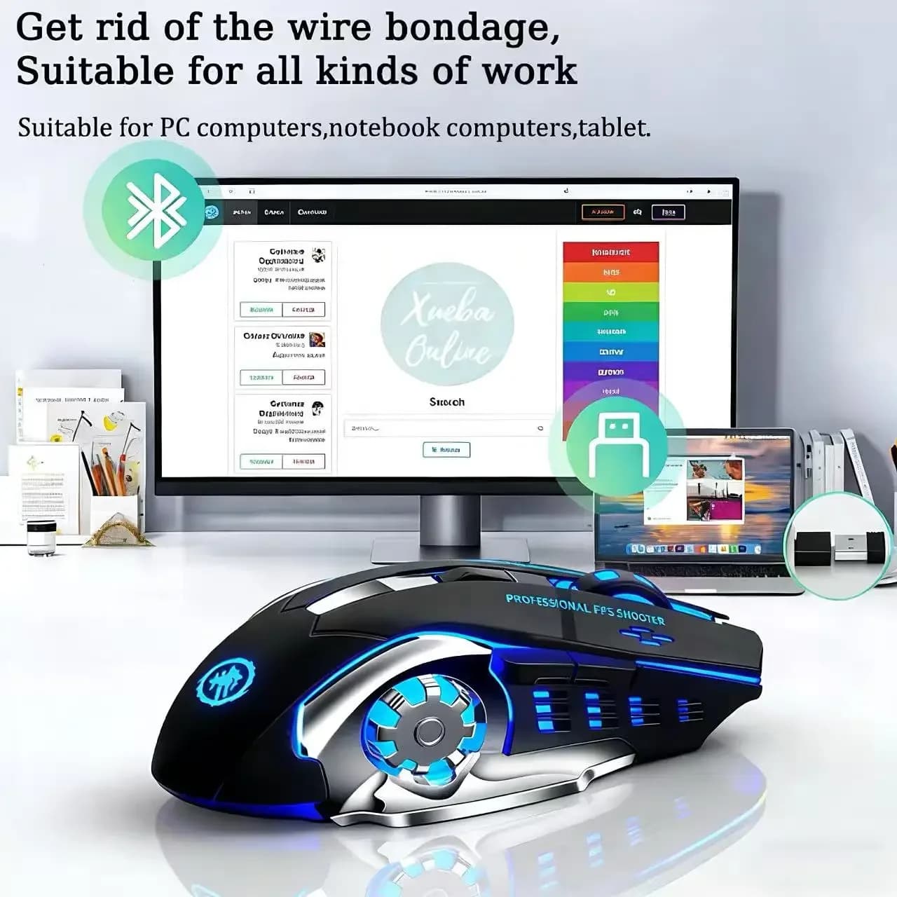 Wireless Gaming Mouse with RGB Lighting