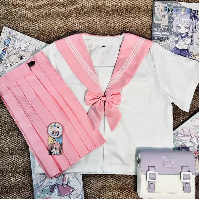 Japanese School Sailor Uniform Navy Pink