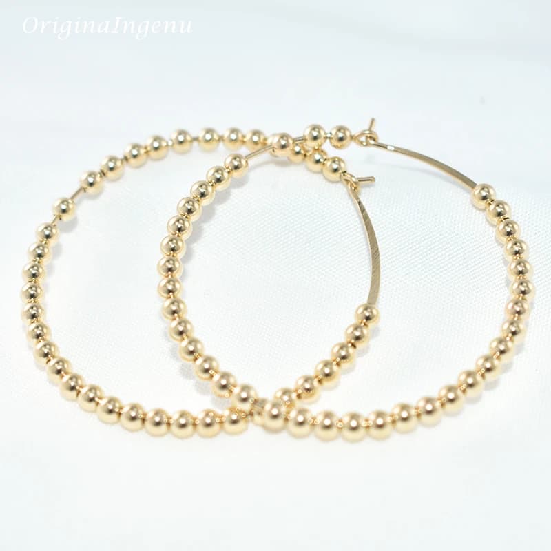 Gold Filled Hoop Earrings with Beads