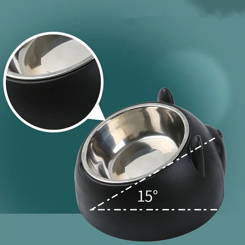 Stainless Steel Cat Ear Dual Bowl Feeder