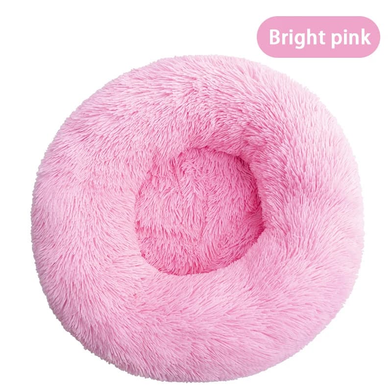Furry pet bed - round cat bed and dog bed - soft and fluffy pet bed - ideal sleeping companion for kittens and puppies