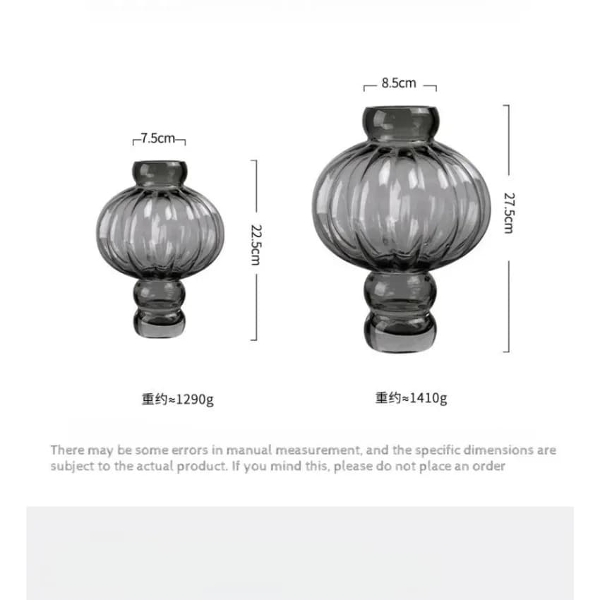 Glass Lantern Vase with Vertical Stripes