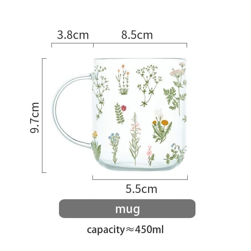 Glass Grass Pattern Drinking Mugs Set