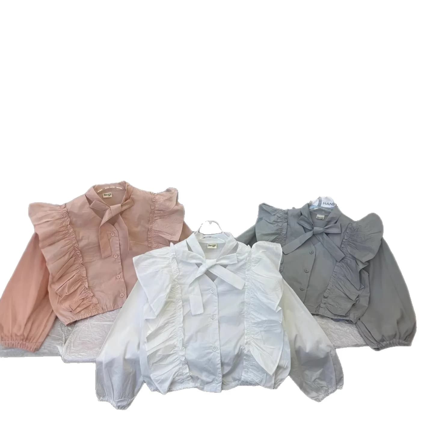Kids clothes Girls Shirt  2026 Spring Korean Version Foreign Style Lace blouse white