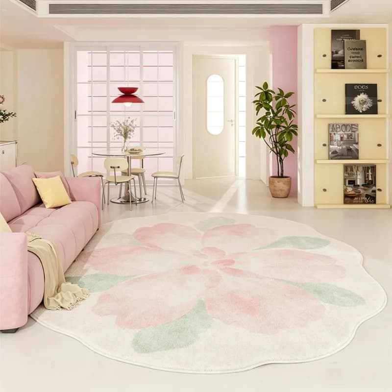 Irregular Shape Plush Area Rug Washable