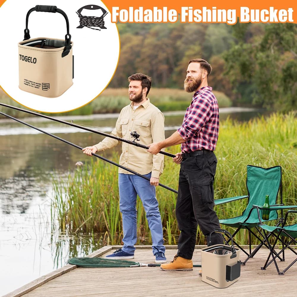 Collapsible Fishing Bucket with Strainer Basket