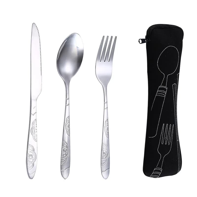 Stainless Steel Travel Cutlery Set with Pouch