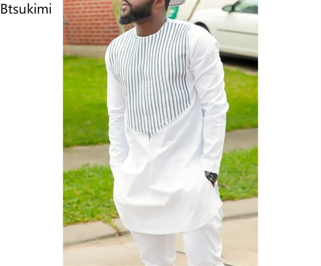 African Striped Two Piece Set Shirt and Pants