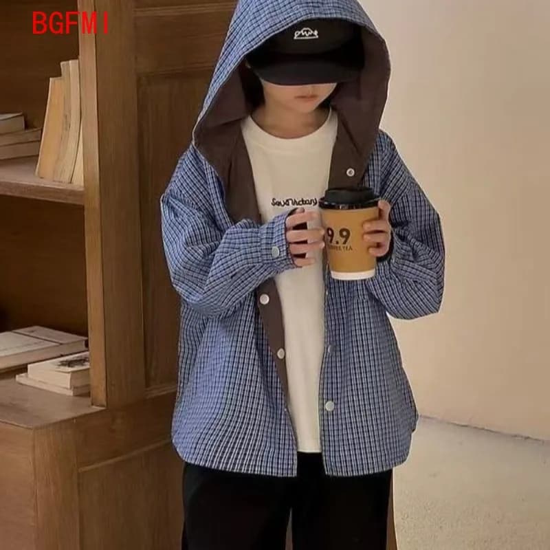 Kids Double-Sided Hooded Windbreaker Jacket