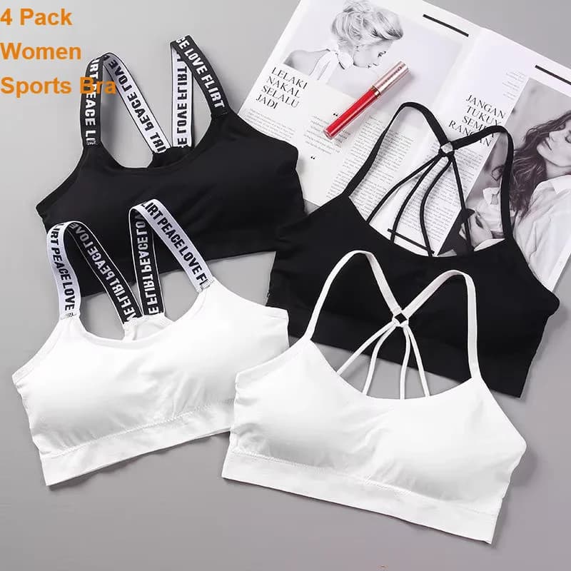 Women's 4-Pack Strappy Sports Bra
