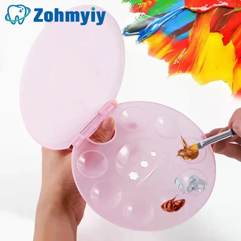 Nail Art Color Palette with Display Stand Plastic UV Gel Polish Holder DIY Drawing Paint Dish Manicure Tool