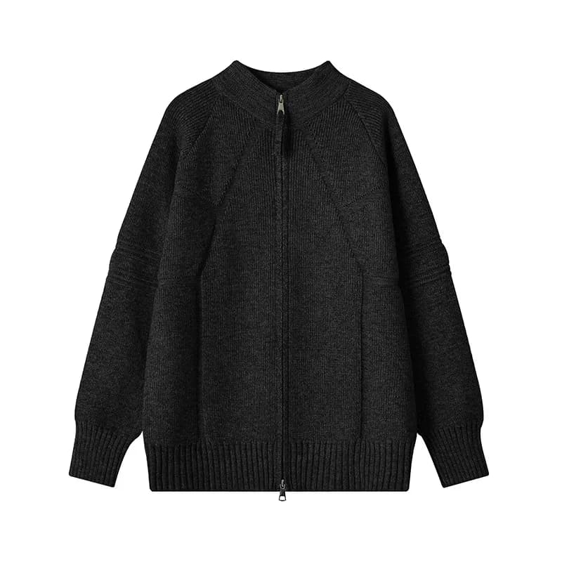Thermal Double Zipper Cardigan Jacket