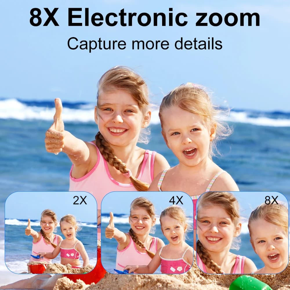 Kids Digital Camera with 8X Zoom and Flip Screen