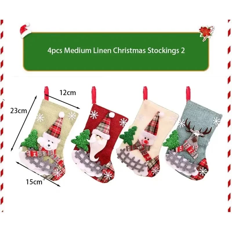 Christmas Stockings Santa Snowman Ornaments