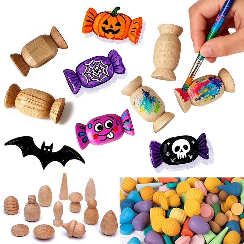 Wooden Candy Building Blocks DIY Painting Set