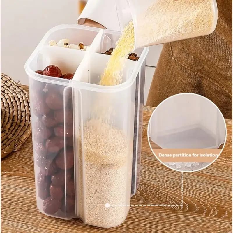 Clear Kitchen Storage Canister with 4 Compartments