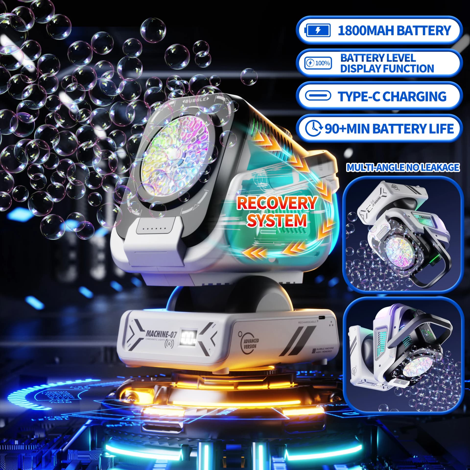Bubble Machine with Remote Control and RGB Lights