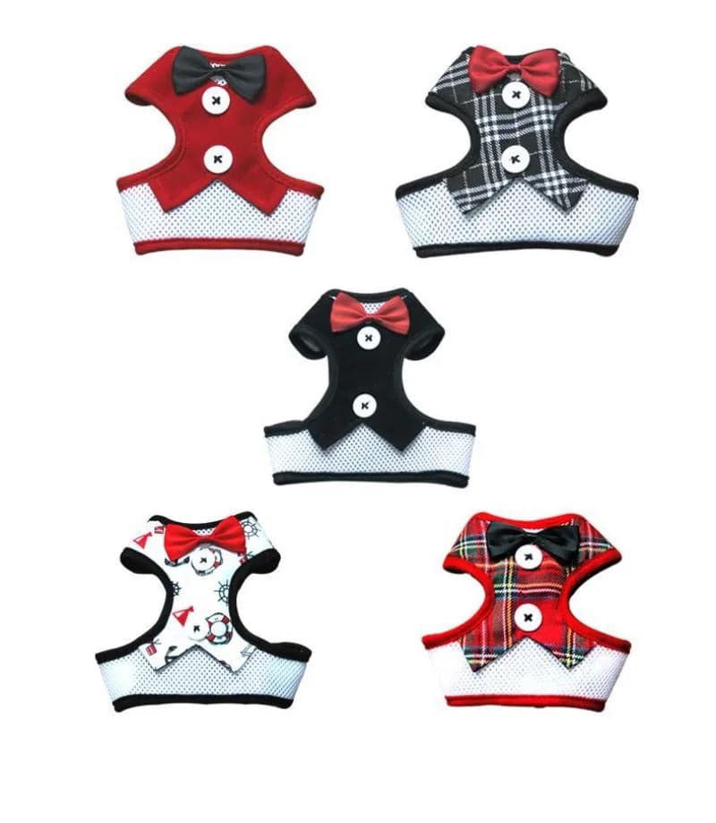 Adjustable Pet Harness with Bow Tie Leash