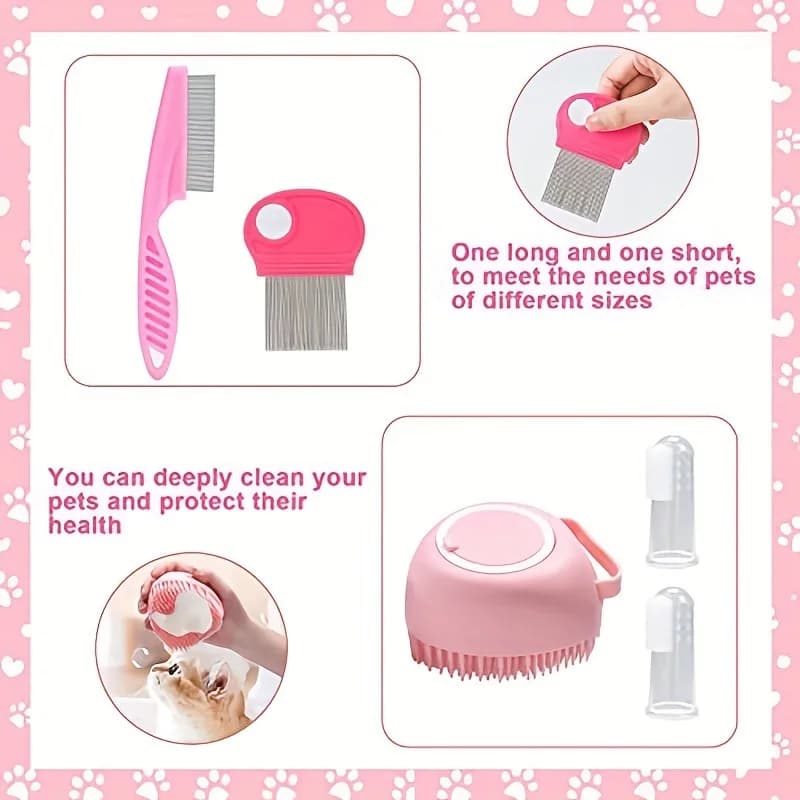 Pet Grooming Kit with Nail Clipper and Brushes