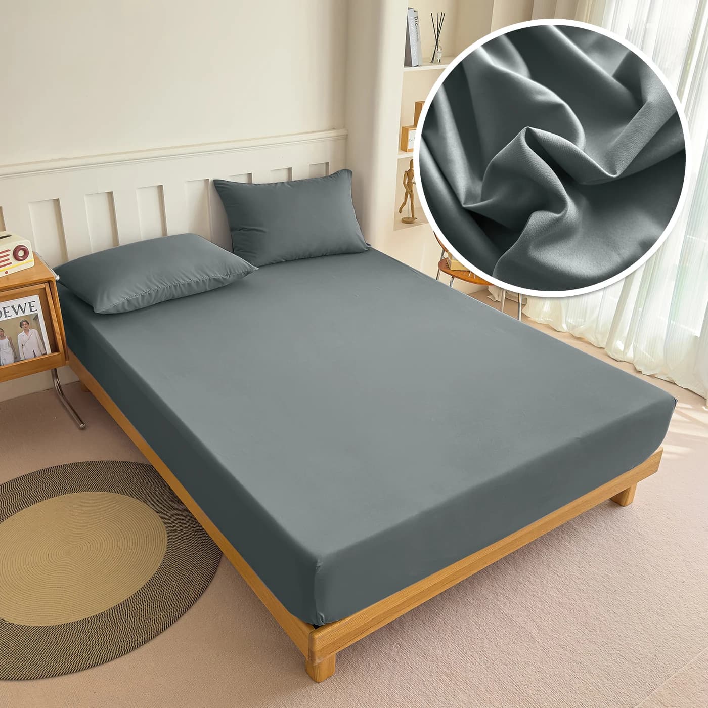Fitted Bed Sheet With Elastic Band Solid Color