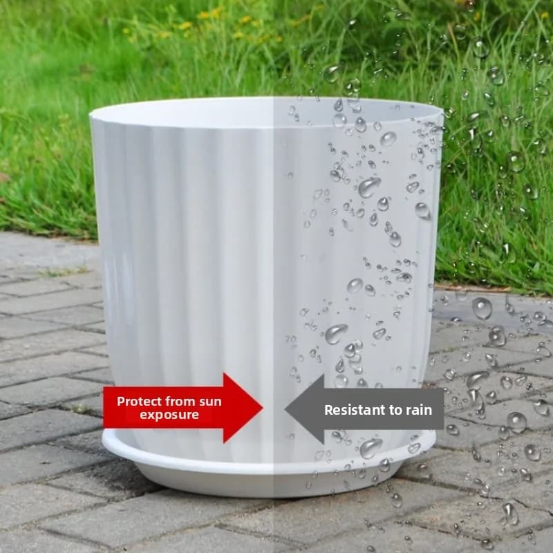 Modern White Plant Pots with Drainage Trays