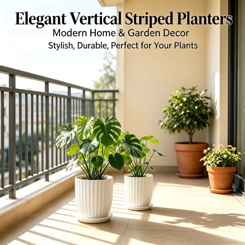 Modern White Plant Pots with Drainage Trays