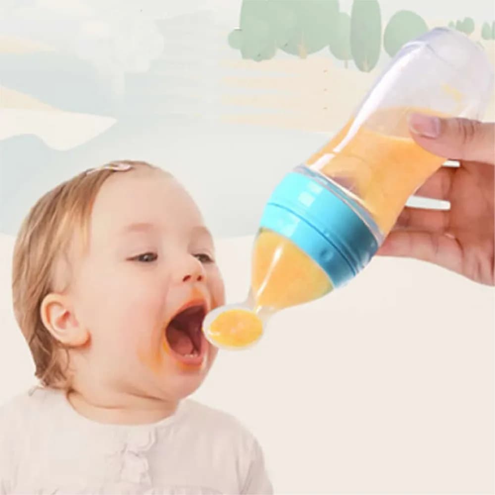Baby Silicone Feeding Bottle with Spoon 90ml