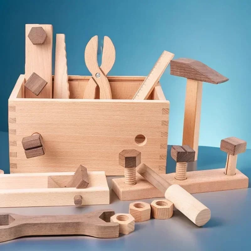 Wooden Kids Tool Set with Storage Box