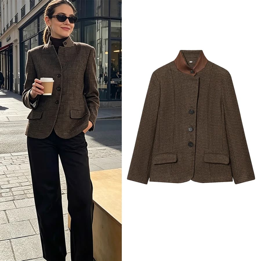 Women's Fall Clothes For Women Blazer Commute Elegant Slim Buttons Plaid Blazer New Fashion Chic Suit Blazer
