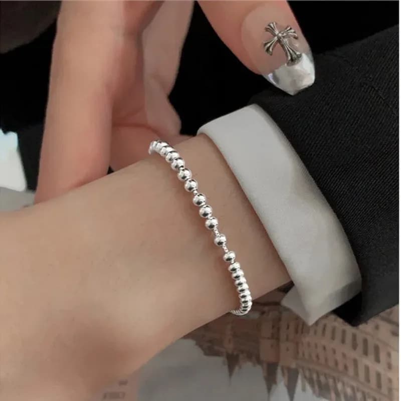 Sterling Silver Adjustable Beaded Bracelet