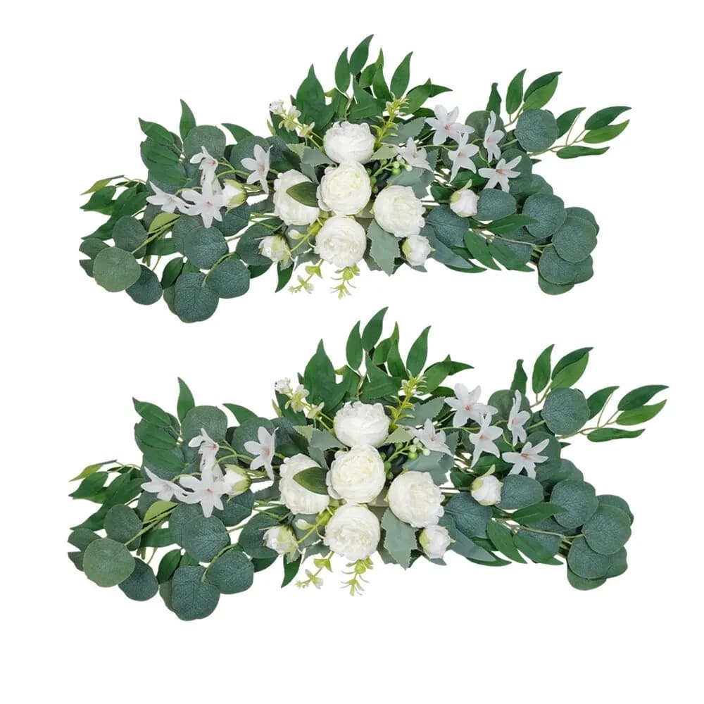 Boho Red Rose Eucalyptus Wedding Arch Garland