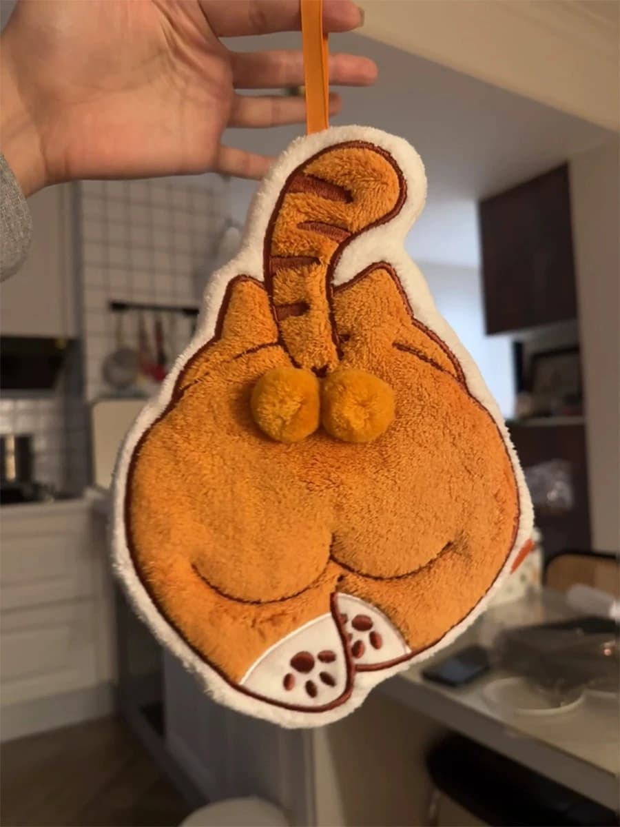 Cute Cat Cartoon Hand Towel