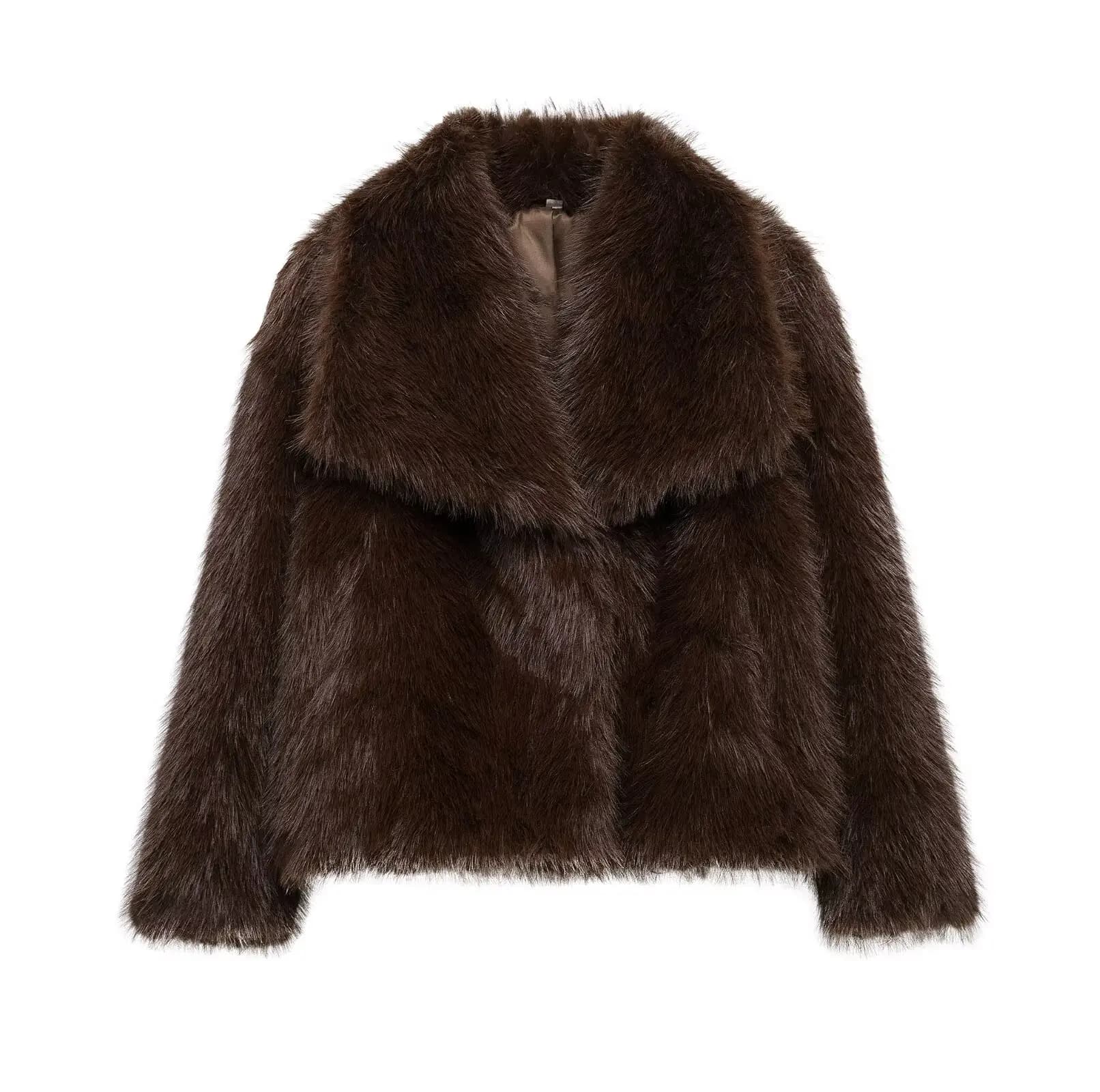 Women's Cropped Faux Fur Cardigan Coat