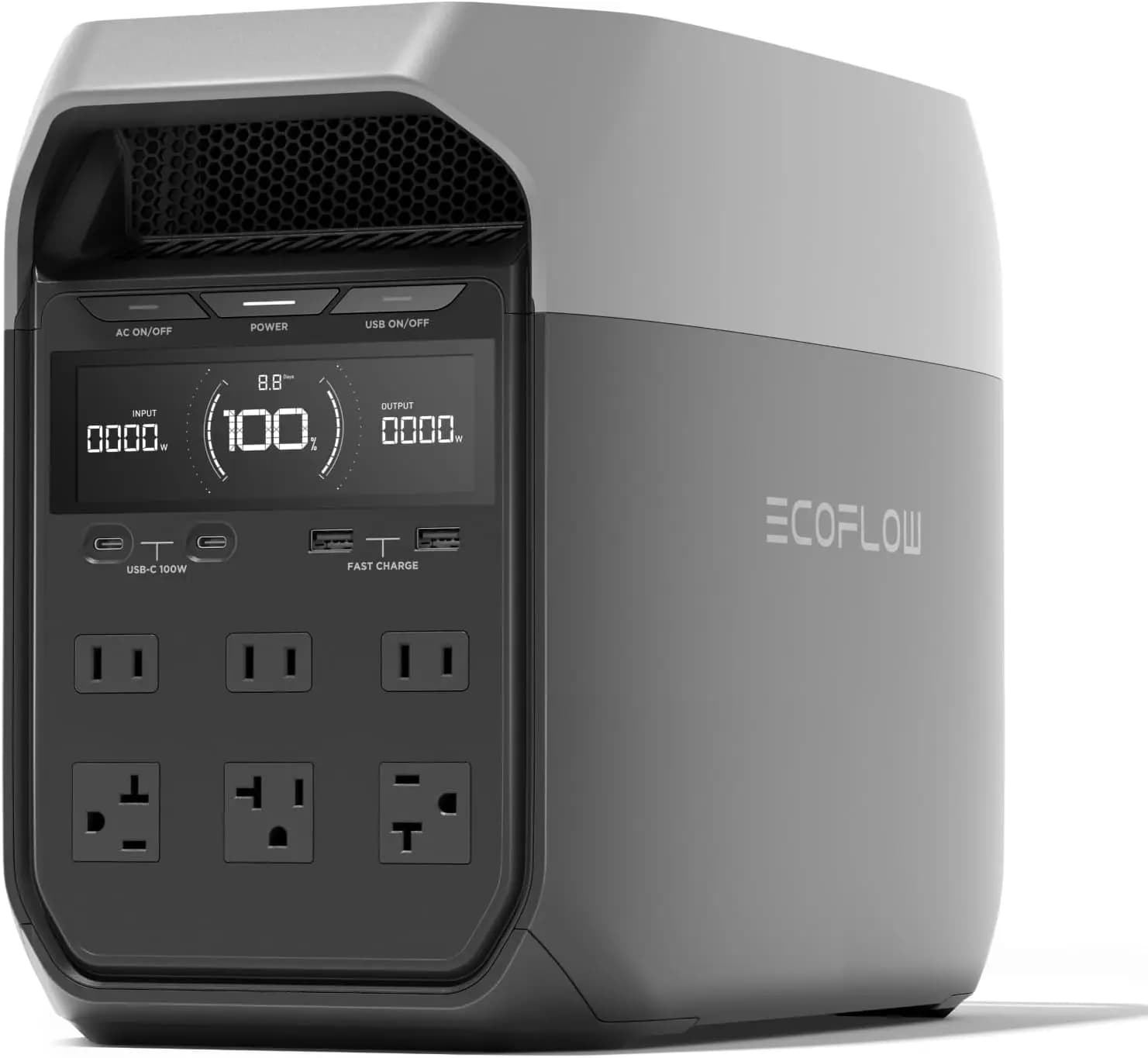Delta 3 Portable Power Station, 1024Wh LiFePO4 Battery, Full Charge in 56 Min, 1800W AC/100W USB-C Output, Solar Generator